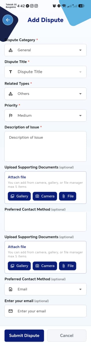 Add Dispute
