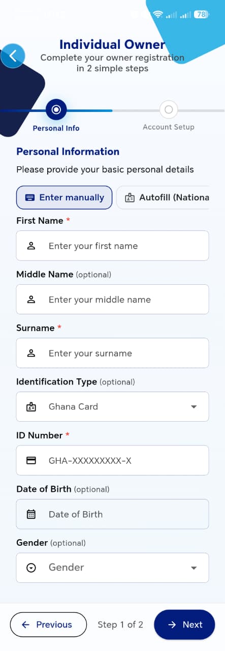 Individual Rate Payer - Personal Info