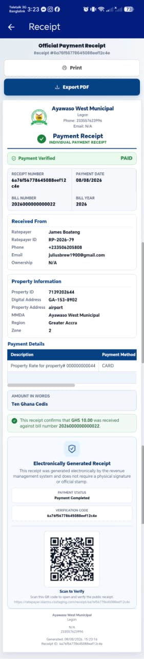 Official Payment Receipt