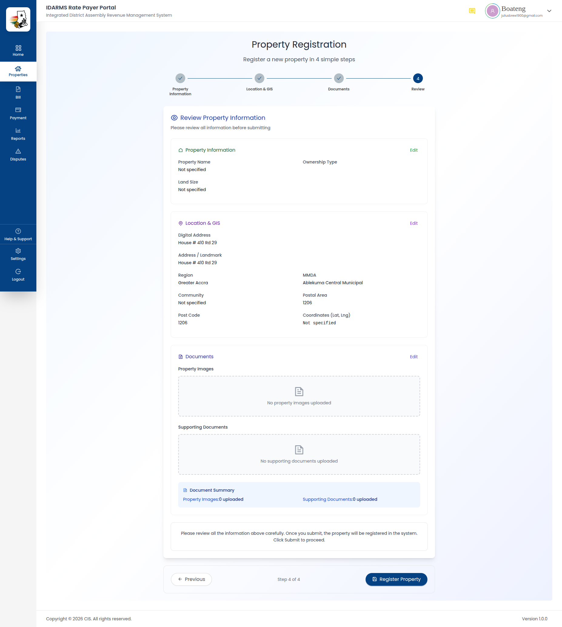 Add Property - Review