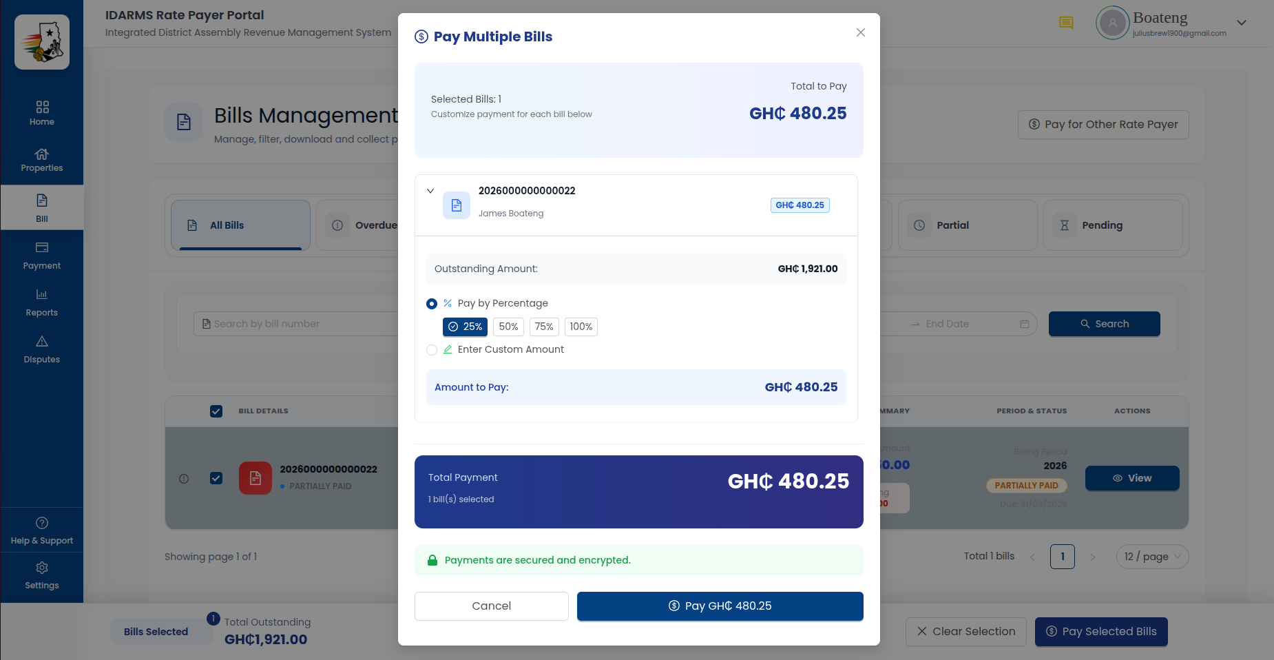 Multi-Bill Payment Summary